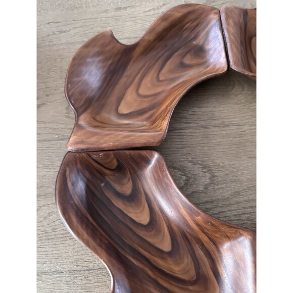 Cal Orig Wood Grain Look Pottery USA 618 Casserole Dish Bowl Set of 4 MCM - Picture 2 of 7